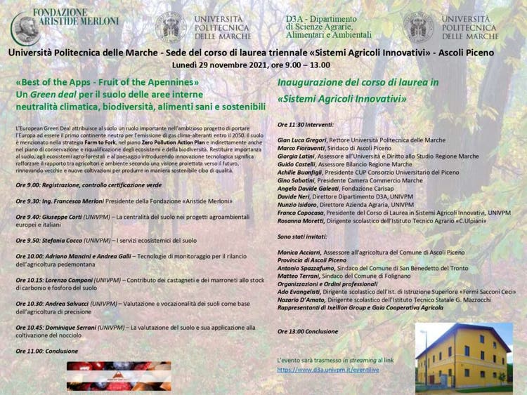 Inaugurazione del corso UNIVPM “Sistemi agricoli innovativi” | 29 novembre