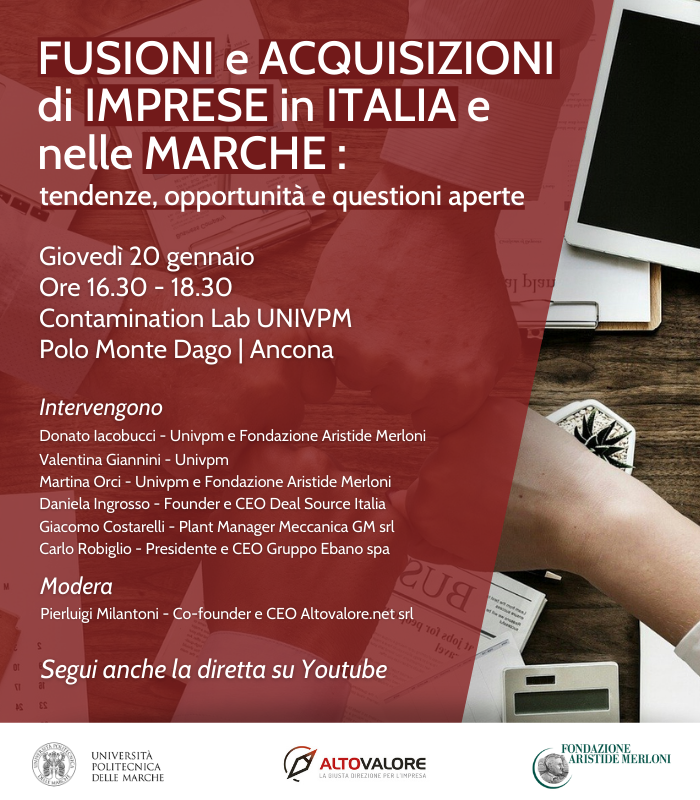 Fusioni e acquisizioni di imprese in Italia e nelle Marche