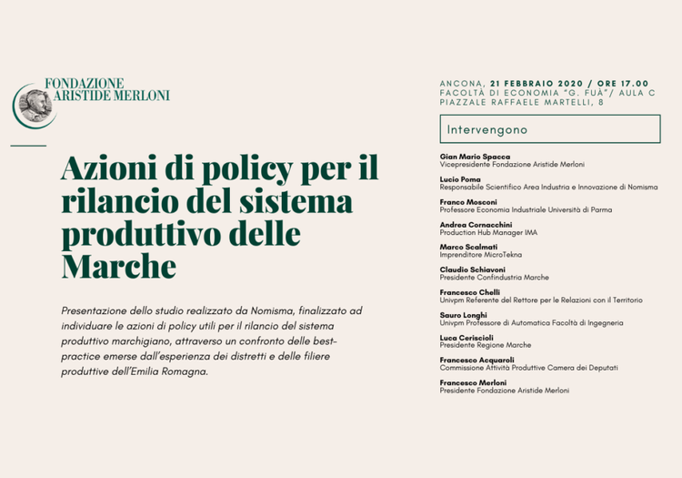 Policy rilancio sistema produttivo marche