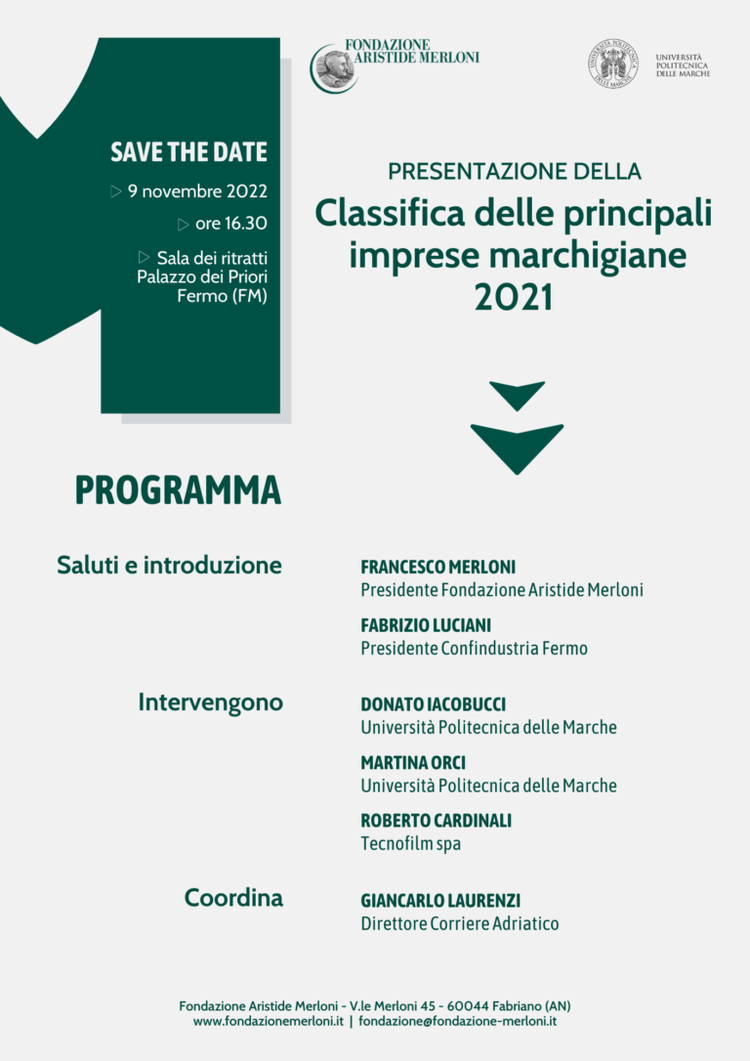 Presentazione “Classifica delle principali imprese marchigiane” – anno 2021